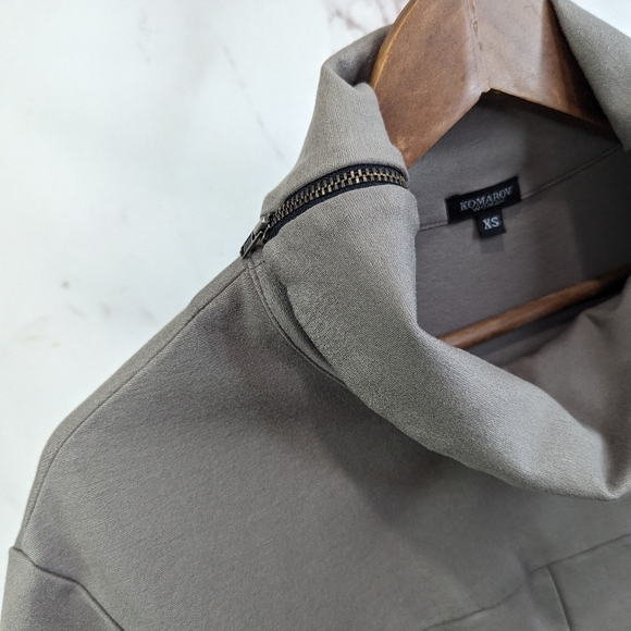 Komorov Dress Womens XS Tunic Brown Half Short Sleeve Mini Mock Zip Neck Pocket - Picture 12 of 13